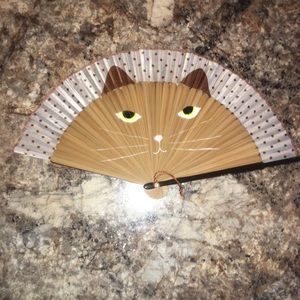 PIXNOR Silk Bamboo Cartoon Cat Folding Fan